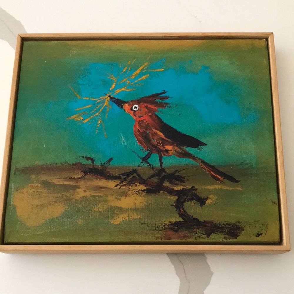 Vibrant Bird Painting on Canvas